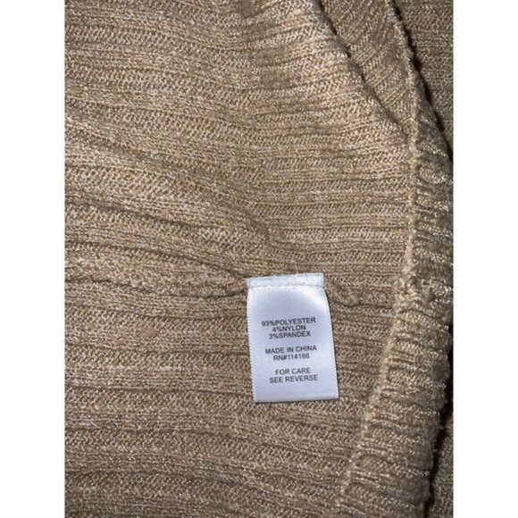 Sugar Moon Rib-Knit Hoodie Sweater Dress Women's Size Medium Khaki Tan Brown - Picture 7 of 8